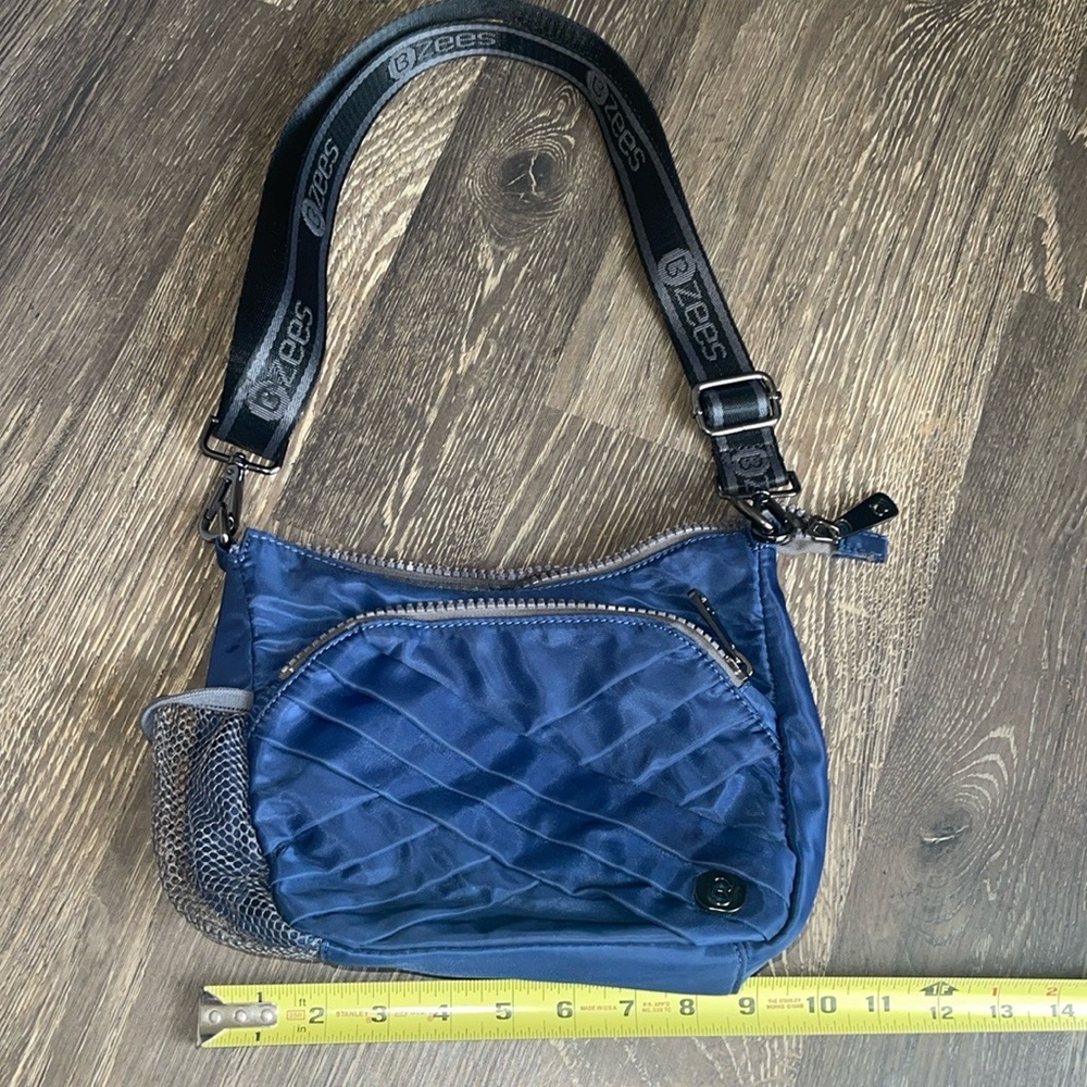 BZees Alley Navy Crossbody with Black Logo Adjustable Straps multi-pocketed